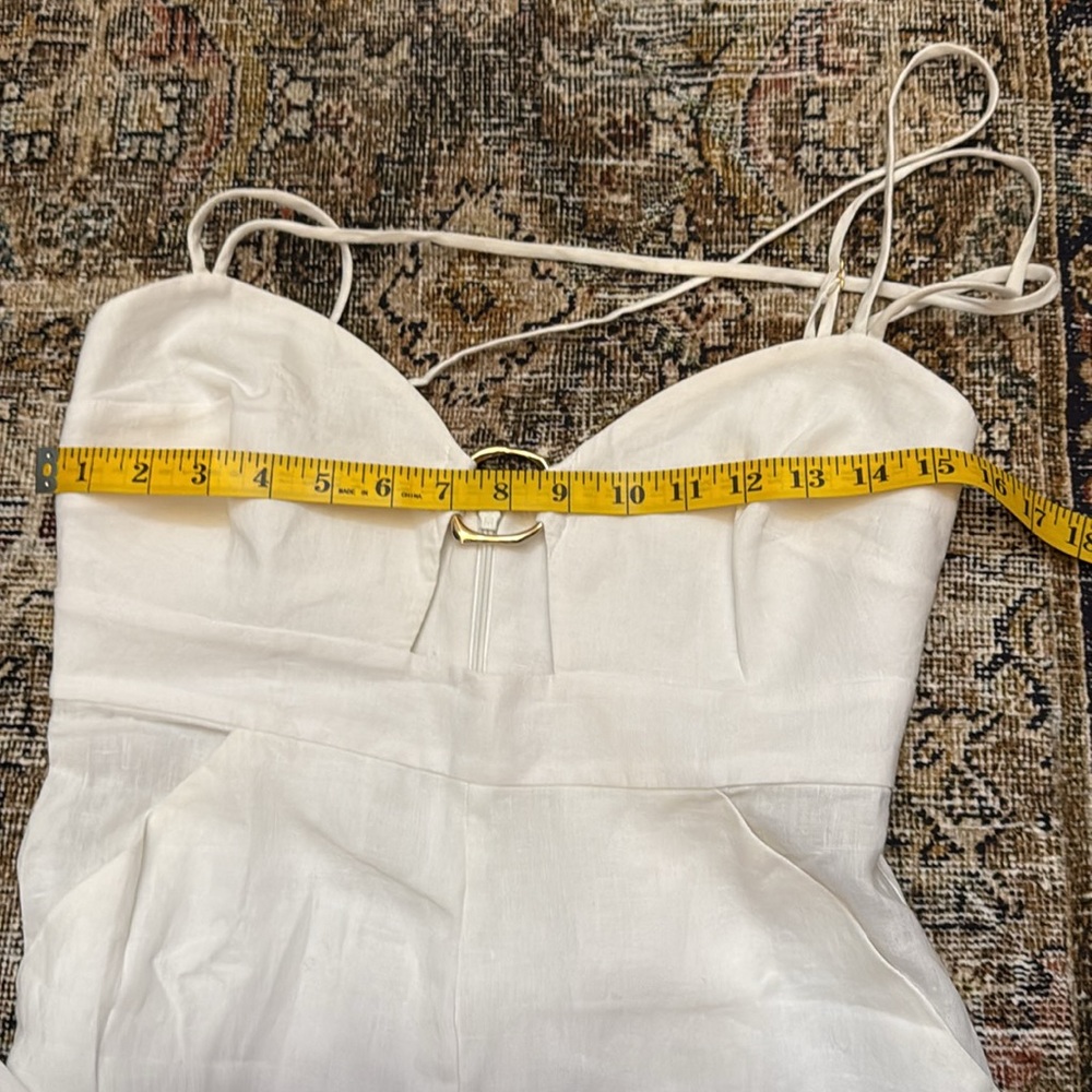 White Sleeveless Ring-Front Jumpsuit - Picture 6 of 8